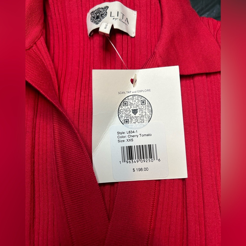 Red Ribbed Mini Dress - Picture 3 of 4